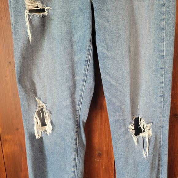 Old Navy Women 16 Tall Jeans O.G. Loose High Rise Medium Wash Distressed Denim - Picture 6 of 10